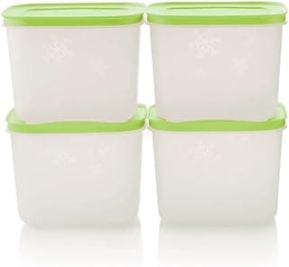 Tupperware Fm Ii Small High Green Freezermate Container 1.1L Set Of4- 1100 Ml, Plastic, Blue-Green