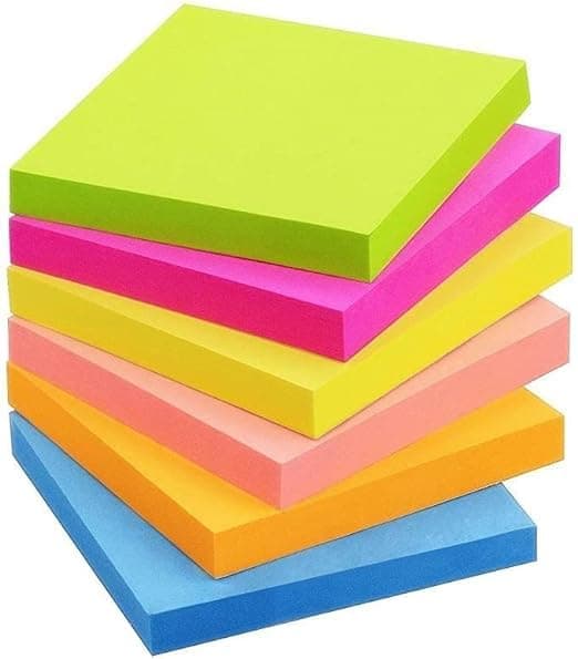QUAKEL Super Sticky Notes, 2X Sticking Power, 3 in x 3 in, 5 Pads (400 Pcs) Self Adhesive Memo Pad Sticky Notes Bookmark Point It Marker Memo Sticker, Multicolor