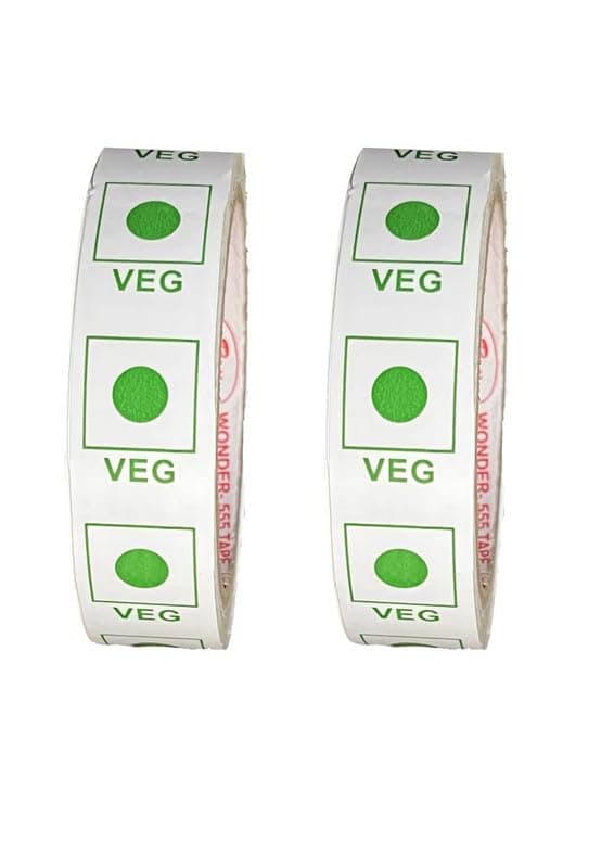 True-Ally veg food marking green colored tape (24mm x 45 meters) for vegetarian restaurant food delivery (Pack of 2 (24mm x 45 meters))