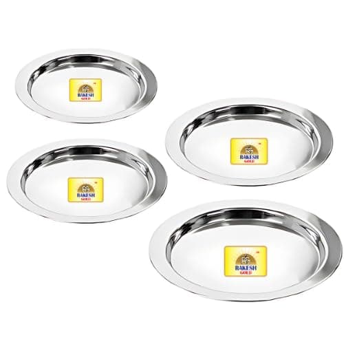 Rakesh Gold Stainless Steel Heavy Gauge Lids for Utensils | Steel lid for tope, pans, tapeli, multiuse- Dishwasher safe and BPA free (4 Pcs Set of Plain Lids, Extra-Large)