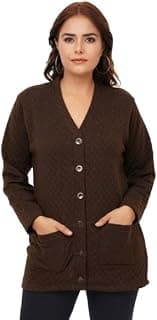 URBANROCK Women's Woolen V-Neck Cardigan Sweater with Front Pockets for Winter Wear
