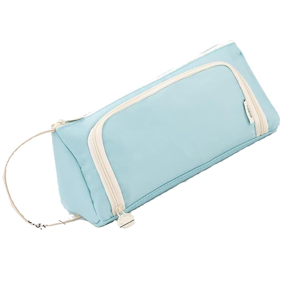 EASTHILL Big Capacity Pencil Pen Case Office College School Storage High Capacity Bag Pouch Holder Box Organizer (Cotton, Zoom Sky Blue)