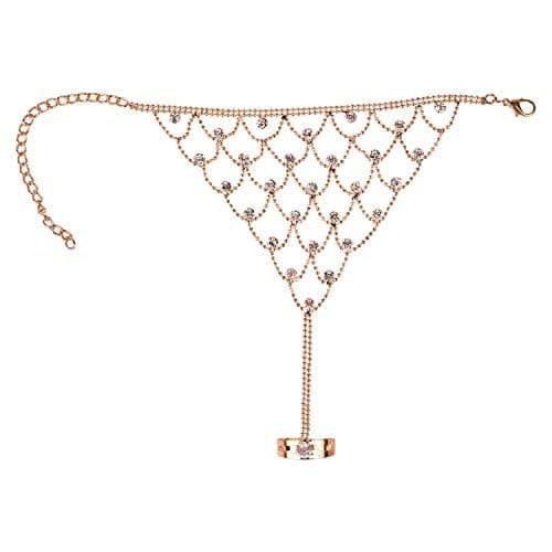 AQUASTREET Wedding/Party Look Crystals Studded Glittering Chain Ring Bracelet for Women and Girls (Pack of 1) | Valentine Gift for Wife | Stylish Jewelry for Saree