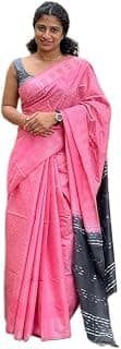 STB-SILK TEXTILES BHAGALPUR Women's Handwoven Threads Weaving Semi Tussar Soft Silk Saree With Atteched Blouse Piece_Free Size