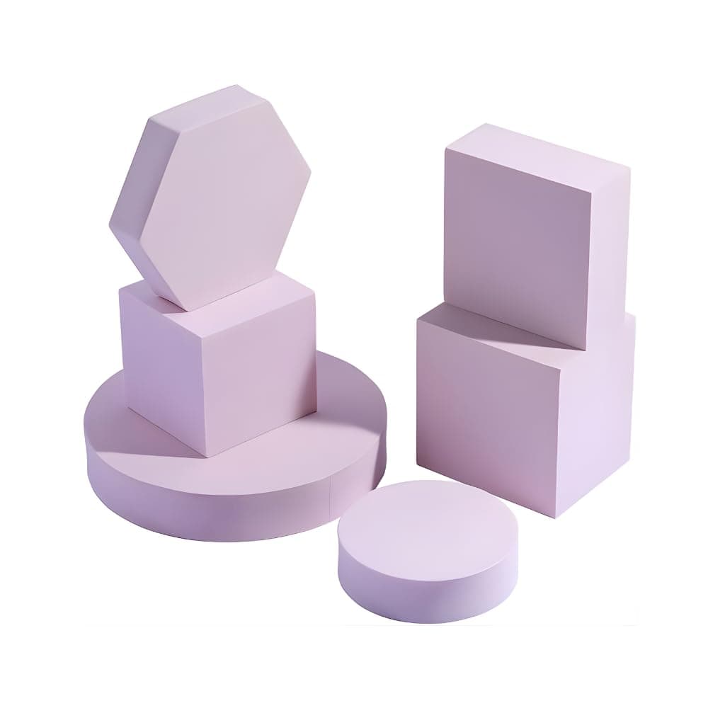 SMILEDRIVE® Product Photography Props 6-Piece Set, Pink | Jewelry Photo Shoot Props, Hard Foam Riser & Blocks, Lightweight, Waterproof, Re-usable