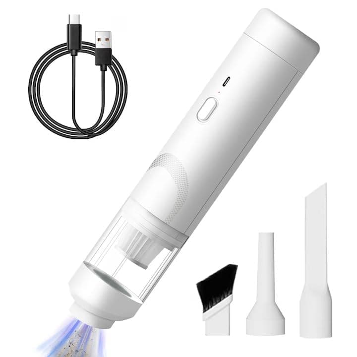 PESOMA Wireless Car Vacuum Cleaner 2 in 1 - Portable and Handheld High Power Rechargeable Vacuum Cleaner for Car for Wet and Dry CarCleaning 2 in 1 DC 12V, 120W 5.5 KPA with HEPA Filter-White