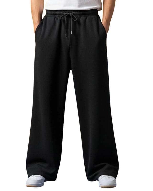 Imsa Moda Men’s Polycotton Loose Fit Track Pants | Comfortable Joggers with Elastic Waistband & Side Pockets | Casual & Gym Wear Lower for Men