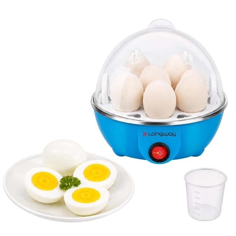 Longway Eggo 350 Watt Egg Boiler/Cooker for Steaming, Cooking & Boiling, 3 Boiling Modes, Boil Upto 1 Years Warranty 7 Eggs (Blue)