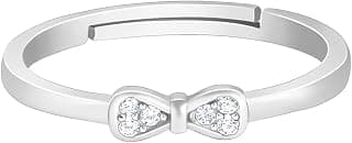 GIVA 925 Silver Zircon Bow Beauty Ring, Adjustable | Gifts for Women and Girls | With Certificate of Authenticity and 925 Stamp | 6 Months Warranty*