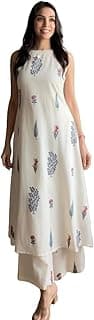 KLOSIA Women Pure Cotton Kurta Palazzo Set | Sleeveless Printed Kurta with Palazzo Pants | Summer Friendly, Office Wear Co-Ord Set