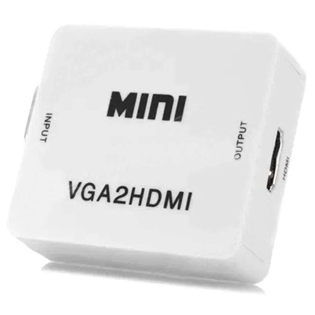 Microware Mini VGA to HDMI Converter 3.5 Audio Video Adapter Full HD 1080P VGA2HDMI for PC Laptop Dispaly Projector White