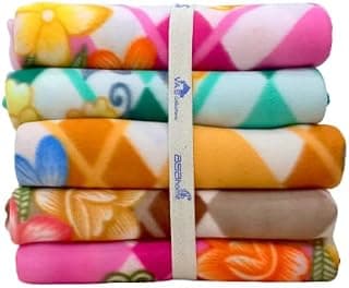 BSB HOME Printed Polar Fleece Single Bed All Season Blanket/Comforter/Dohar 250TC - Pack of 5 (58x88 Inch, Pink, Green, Rust and Red)