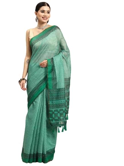 Amazon Brand - Anarva Women's Cotton Blend Organza Digital Print Saree