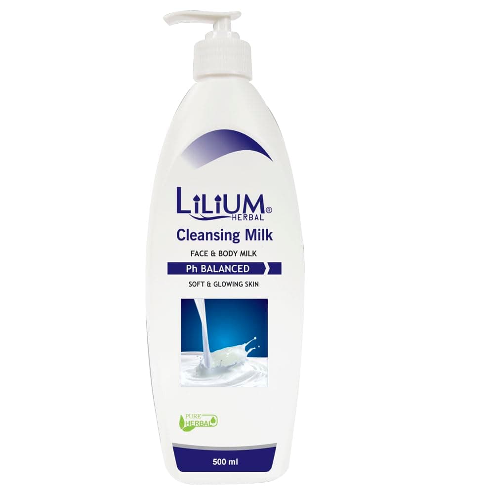 Lilium Herbal Cleansing Milk 500 ml, Soft & Glowing Skin, Soothing, Calming, Nourishing, Moisturizing, Hydrating, Antioxidant Protection Makeup Remover, All Skin Types, For Women & Men