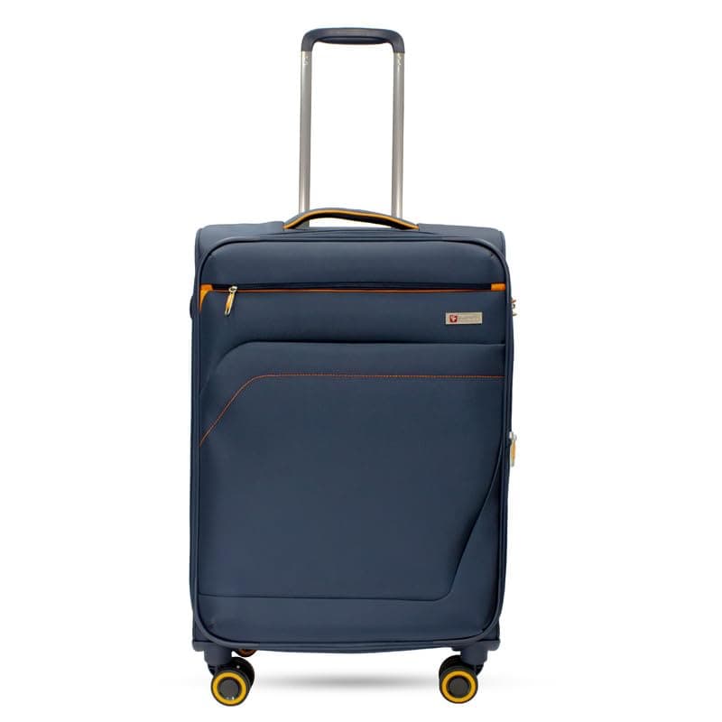 SWISS MILITARY Nylon Mercury 8 Wheels 65cm Trolley Luggage, Soft Case 360° Rotatable Wheels, TSA Lock, Expandable Storage & Quick Front Pocket Suitcase, Travel Bag for Men & Women, Medium Navy 68L