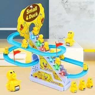 Storio Tweetie Sliding Track Set Toys for Kids - Ducklings Stair Climbing Toys for Kids, Escalator Toy with Lights and Music with 3 Duckling