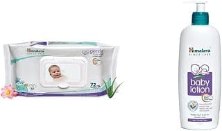 Himalaya Gentle Baby Wipes (72 Sheets) & Himalaya Herbals Baby Lotion (400ml), 72 Pc