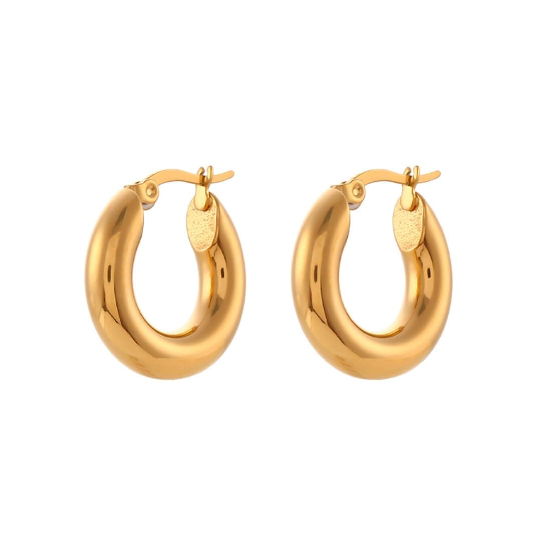AQUASTREET 25mm Hoops | Waterproof & Anti-Tarnish Jewels | 18K Gold Plated Stainless Steel Earrings | Minimal Dainty Jewelry | Everyday Accessory | Jewelry Gift for Women and Girls