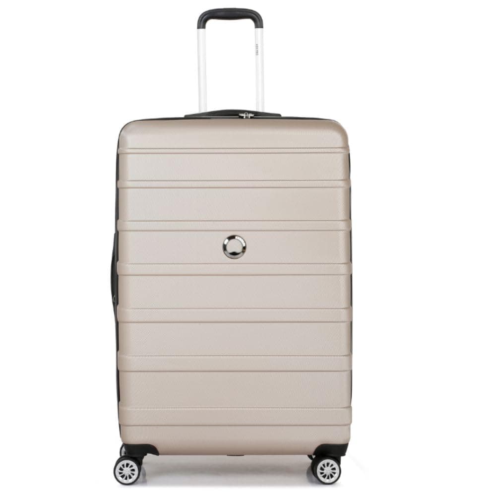 DELSEY PARIS Margot 78 cms Large Check-in Polycarbonate Hard Sided 8 Wheels and Expandable Spinner Suitcase/Trolley Bag for Travel with TSA Lock- Gold