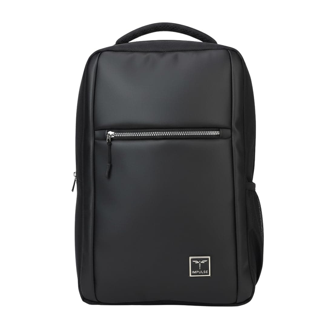 Impulse Empower Premium 20L Laptop Backpack | Vegan Leather Office & Travel Bag for 15.6 Inch Laptop | Water Resistant | Anti-Theft Pocket | Luggage Strap | Black