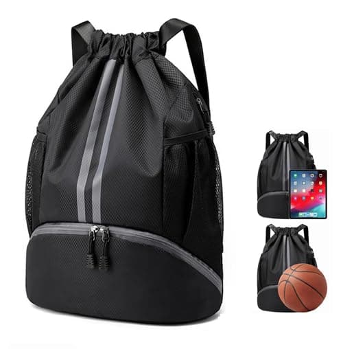 Finalize Sports Drawstring Bag Backpack for Men Women - Basketball Bag Gym Backpack Dedicated Shoe Compartment | Waterproof Large Space Gym Bag