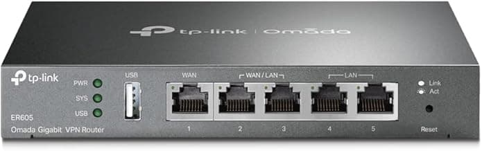 TP-Link ER605 (TL-R605) | Multi-WAN Wired Single_Band 1000 Mbps VPN Router | Up to 3 Gigabit WAN Ports | SPI Firewall SMB Router | Omada SDN Integrated | Load Balance | Lightning Protection