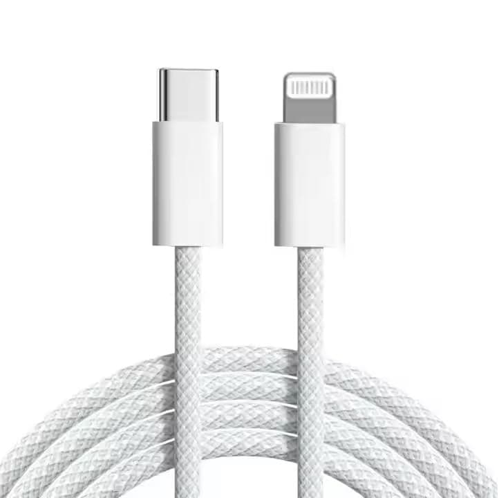Punnkk Braided USB-C to Compatible with Lightning Fast Charging Cable Compatible for iPhone 14, 13, 12,11, X, 8, 7, 6, 5, iPad Air, Pro, Mini, iPad White Color