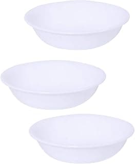 CORELLE Winter Frost White Glass Vegetable Bowl Pack of 3, 290ML