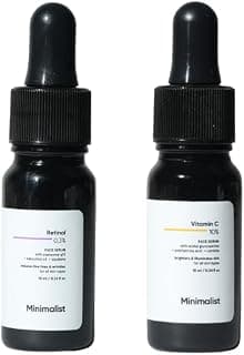 Minimalist 0.3% Retinol Serum 10ml + 10% Advanced Vitamin C Serum 10ml | Anti-Aging, Brightening & Dark Spot Treatment Skincare Duo