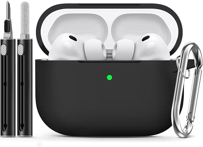 Meyaar for AirPods Pro 3 Case 2025 with Cleaner Kit,Soft Silicone Protective Cases for Apple AirPods Pro 3rd Generation Case for Women Men,AirPod Pro 3 Cases Cover Accessories with Keychain(Black)