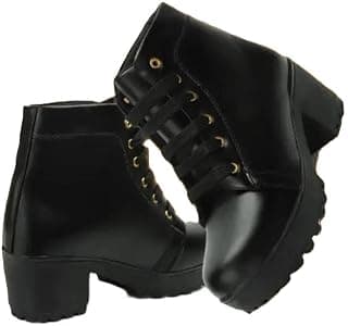 Generic Elegant Lace Up Ankle Boots for Women with Chunky Heel Stylish Casual Party Fashion Statement Look