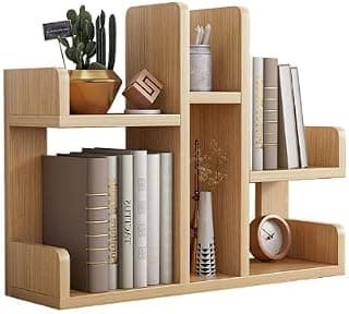 Peelorange Open Book Shelf DIY Book Storage Display Rack - Wooden Multipurpose Book Storage Display Organizer Rack with Solid Finish Showcase Stand (28 * 8 * 20 inch) (Beige)