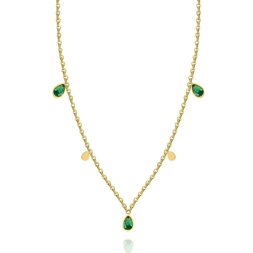Aaishwarya 18K Gold Plated Tear Drop & Square Zircon Necklace for Women | Waterproof & Anti-Tarnish Titanium Steel | Dual Charm Jewelry Gift for Girls & Ladies
