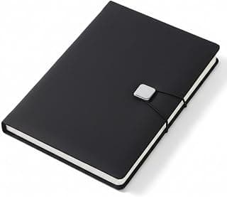 AccuPrints Premium A5 PU Leather Notebook Diary – 200 Pages, 80 GSM | Professional Journal with Metal Accessory & Elastic Band Closure | Office, Study & Personal Writing (Black)