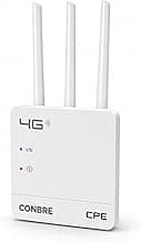 Conbre CPE MT-300H 4G SIM WiFi Router, WiFi 6, Supports All 4G & 5G SIM Cards, Plug & Play, Single LAN Port, Compatible with CCTV Camera, NVR, DVR, Home & Office