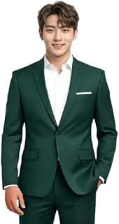 Darbar In Men's Green Blazer, Single Button Slim Fit Blazer, Formal with Notch Lapel
