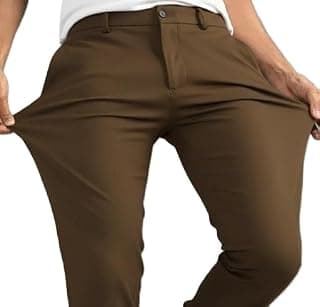 Generic Once Chance_Men’s Slimmest Fit Stretchable Trousers – Coffee Colour Comfortable Daily Pants