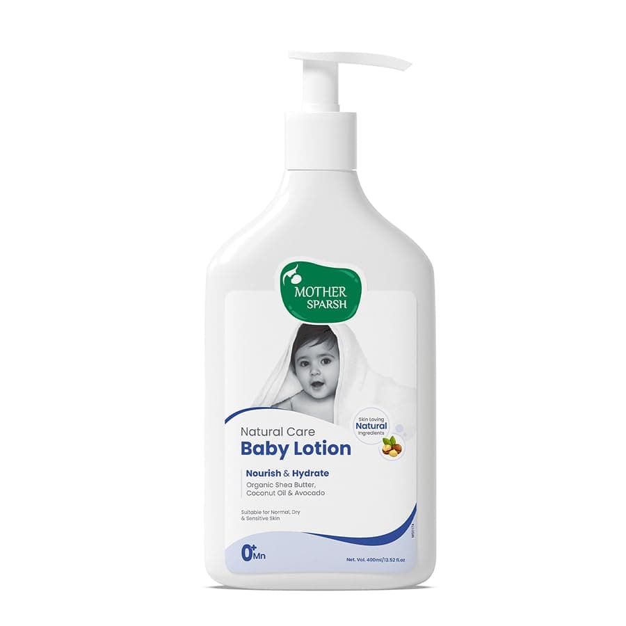 Mother Sparsh Natural Care Baby Body Lotion-400ml | Baby Lotion For All Skin Types | With Organic Shea Butter, Coconut Oil & Avocado | Suitable for Newborn Sensitive Skin