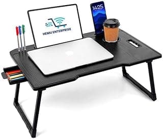 Etekcity Study Table Bed Table Premium Laptop Table/Foldable and Portable Wooden/Writing Desk for Office/Home/School 59cm, 40cm (C Black)