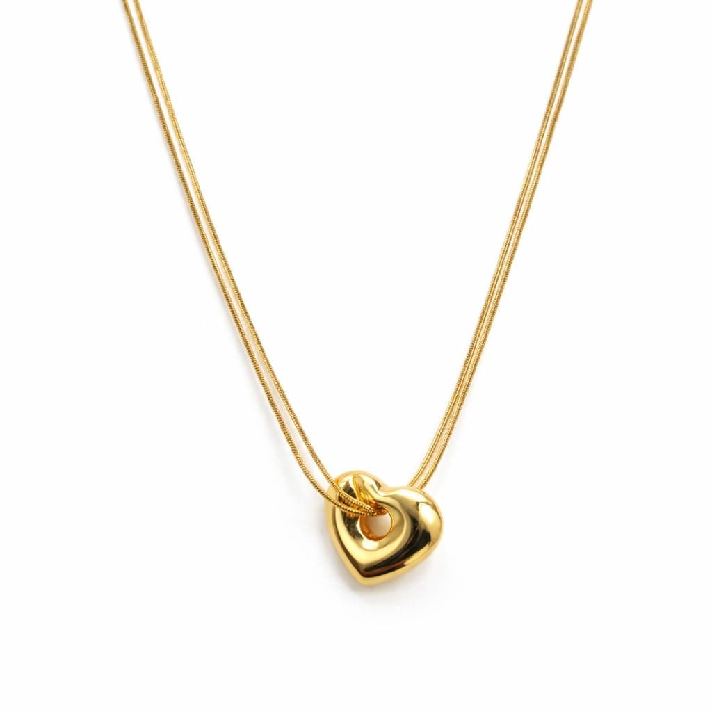 MIAMI Anti Tarnish Gold Heart Pendant Necklace for Woman | Double Neck Chain Jewellery for women | Adjustable Chains Love Locket | Valentine Gift for Girlfriend, Wife Stainless Steel -304