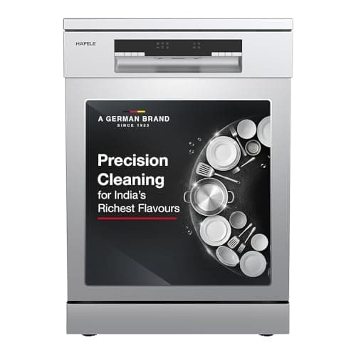 Hafele Aqua Chrome Dishwasher |13 Place Settings |Upto 70 Utensils |Designed for Indian Kitchens |Free-Standing |Hygienic & High-Performance Cleaning |Premium Stainless Steel Finish |5-Year Warranty