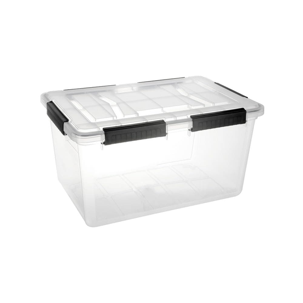 StacPro Clear Heavy Duty Bulk Storage Water Proof Container with Lids Pack of 1, 52 Litre | Stackable Plastic Bins with Handles | BPA-Free, Multi-Purpose for Kitchen, Pantry, Office, or Garage