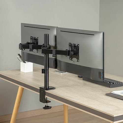 JIN OFFICE Dual Monitor Stand |Supports 13-32 Inch Screen| 10kg Weight Cap.Per Monitor, 3 Year Warranty| Dual Monitor Arm with Tilt, Rotation and Swivel |Premium Height Adjustable Dual Monitors Mount