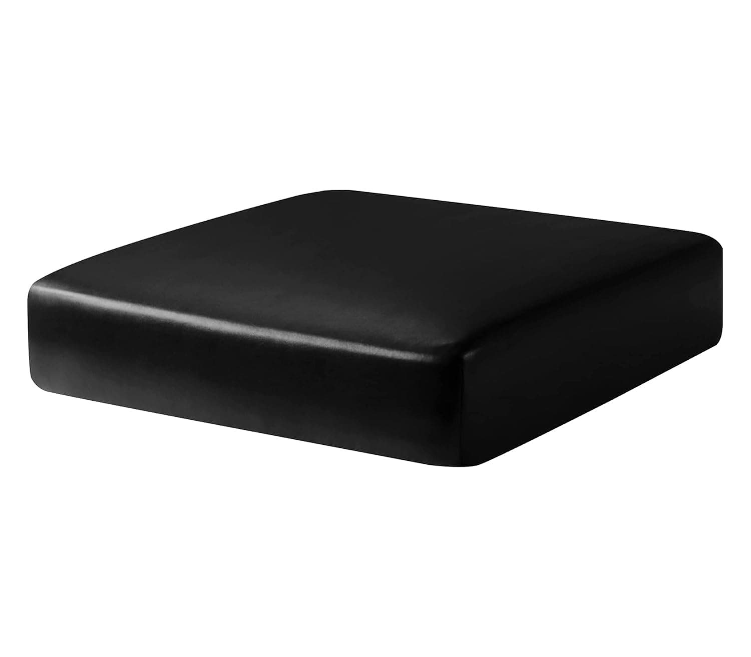 GIANTEX High Density Sofa Foam Cushion with Leather Cover for Multipurpose Uses Premium Cushions with Stretchy Leather Fabric Cushion Cover– 22”x21”x5” Inches, Foam Density – 32 (Black)