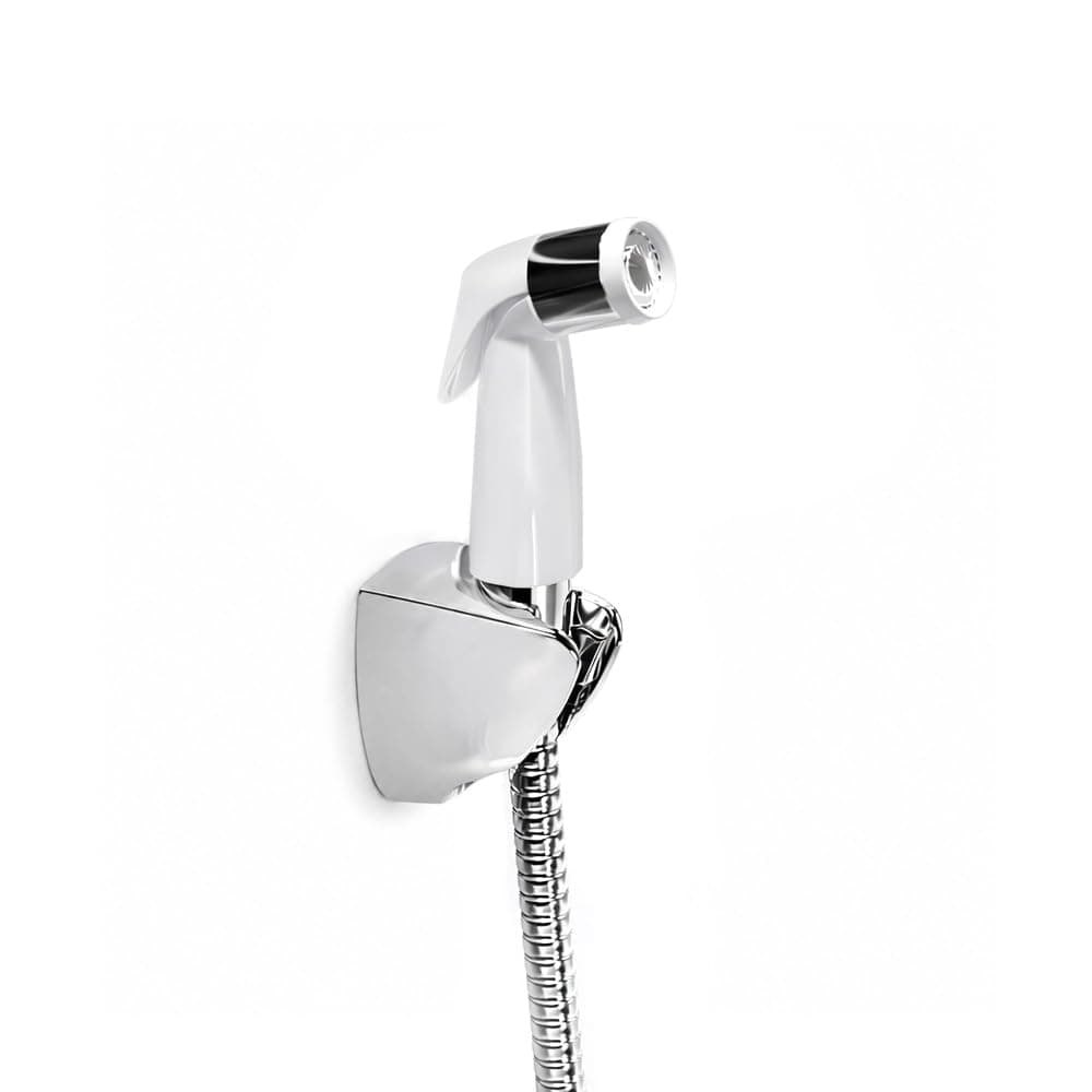 Kohler 12925IN-CP Complementary Health Faucet for Toilet | Ideal Toilet Jet Spray for High Water Pressure | Bathroom Jet Spray with Flexible Metal Hose and Holder, White, 1 M Hose