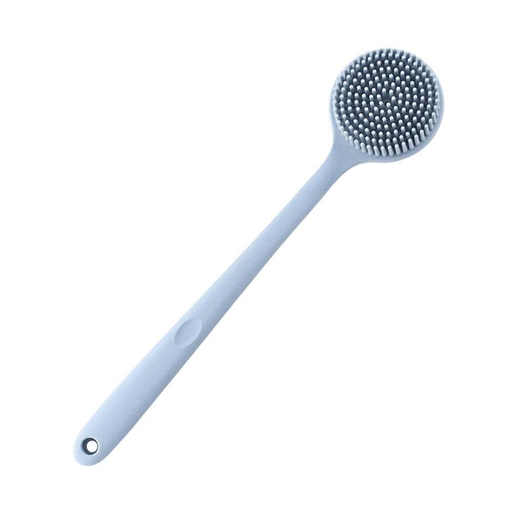 K.B. SALES Silicone Back Scrubber - Long Handle Multi-Function Bath Brush with Massage Beads - Double-Sided Soft Bristles for Wet or Dry Cleaning - Body Shower Washing Brush for Men and Women (Grey)