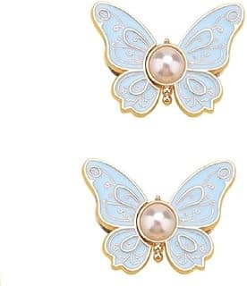Generic Butterfly Brooch Pin with Pearl, Enamel Design, Gold Trim, Decorative Accessory for Jeans and Clothing