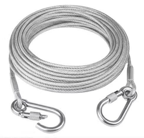 Heavy Duty Clothes Drying Rope, 5 Meter, Steel, Silver, Rust-Resistant, with Hooks, for Balcony, Bathroom, Indoor and Outdoor Use (1)