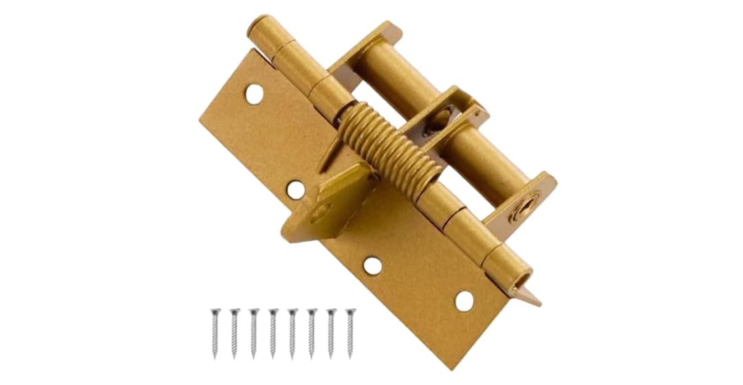 Self Closing Door Hinge Heavy Duty Adjustable Spring Door Closer Soft Close Hinges Auto Close Door Hinge for Wooden Door Home Office Security Door Hardware (Gold)