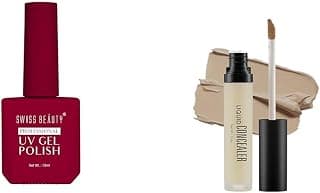 SWISS BEAUTY Professional Uv Gel Nail Polish & Matte Finish Professional Liquid Concealer For Face-Light Moyen, Matte Finish Finish, 5.6G, 15 Ml